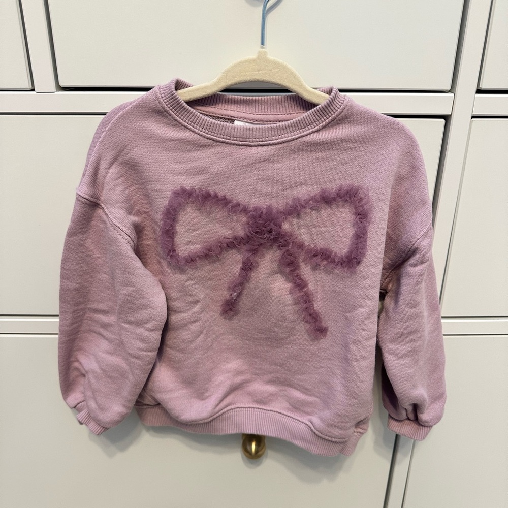 Zara Purple Bow Crew Neck Sweater